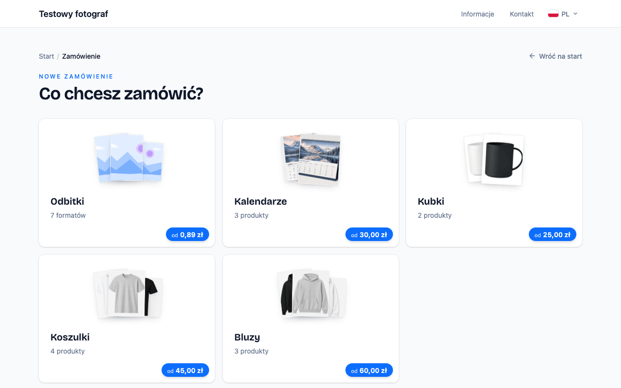 Nowy interfejs składania zamówień na odbitki w systemie Foto.Guru — widok na komputerze